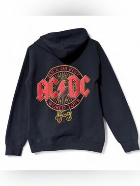 Y2K AC/DC black zip up hoodie size small faded